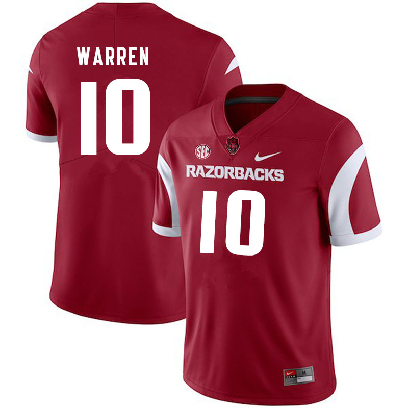 Men #10 De'Vion Warren Arkansas Razorbacks College Football Jerseys Sale-Cardinal